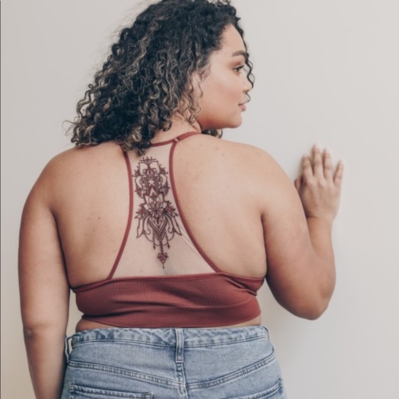 Other - Reserved RUST Plus Size Tattoo Mesh Bralette